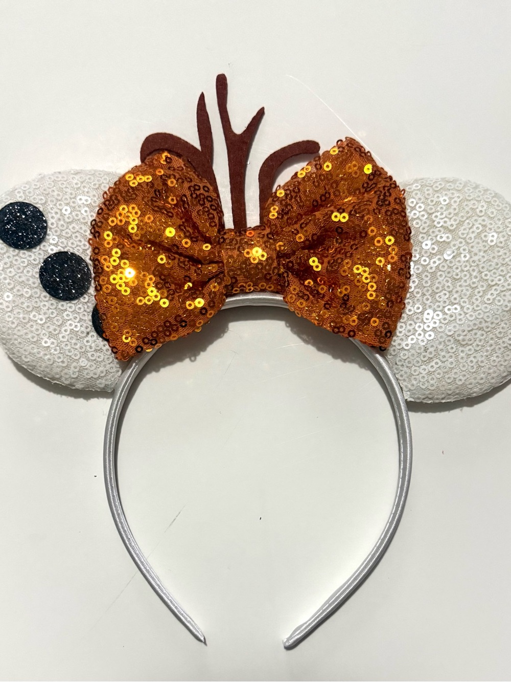 Olaf Sequin Ear Headband - Orange Bow
